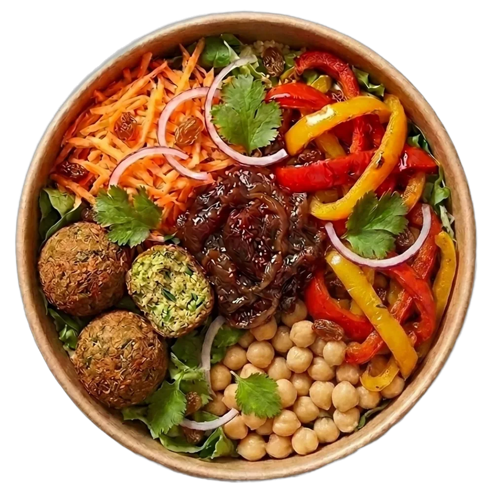 Falafels maison, semoule et figues façon tfaya.